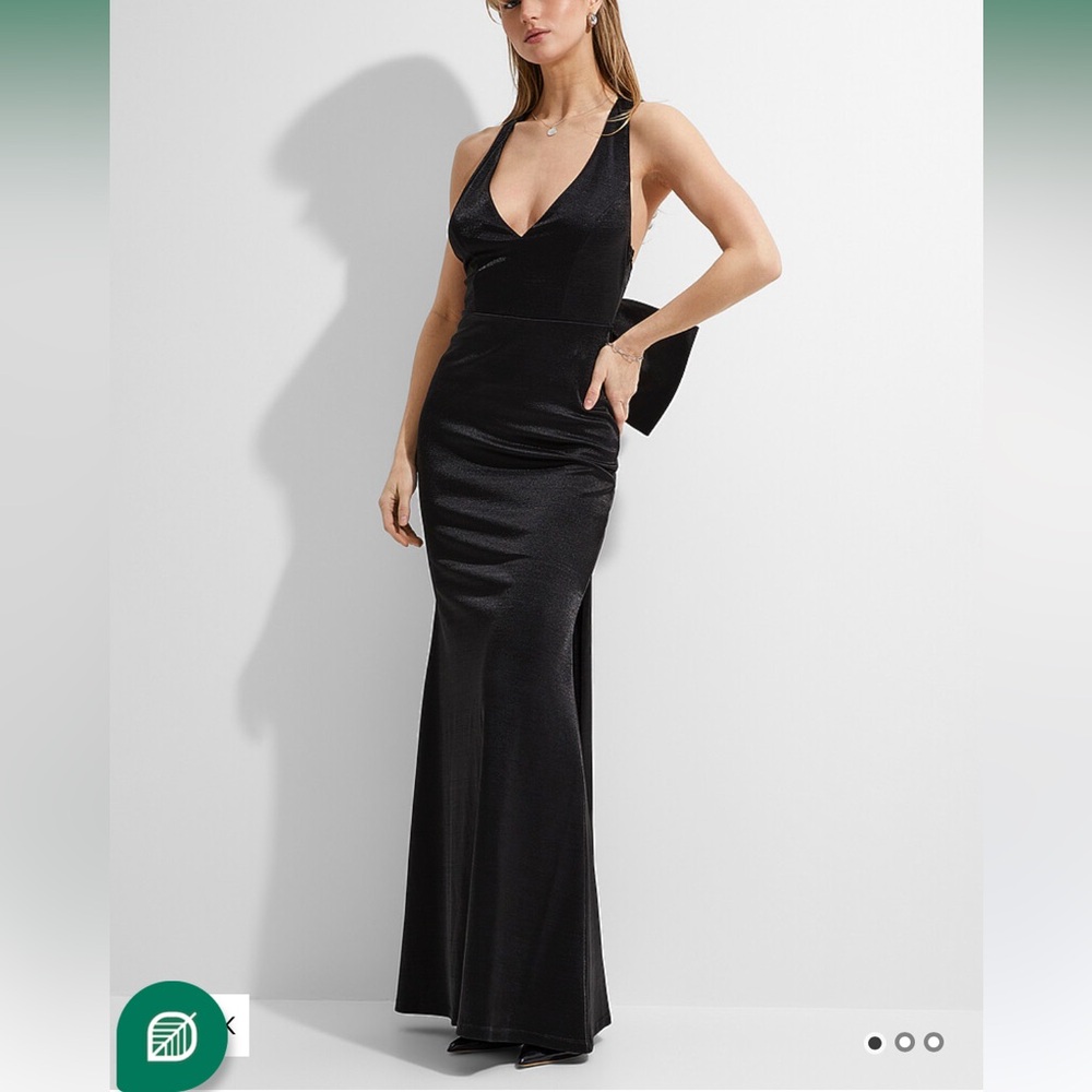 Black Halter Gown with Bow Back